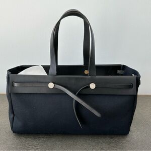 Hermes Toile Herbag Cabas Large Black Canvas Tote Handbag